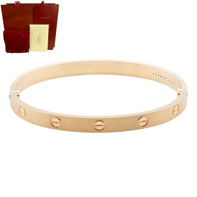 2024 NEW STYLE Cartier Love BRUSHED 18k Yellow Gold Bracelet SZ 19 BAG BOX CERT