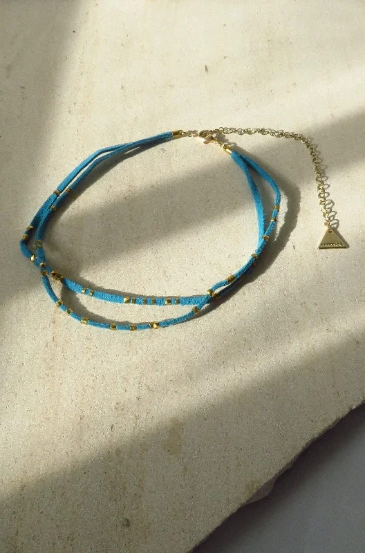 Suede Beaded Wrap Choker