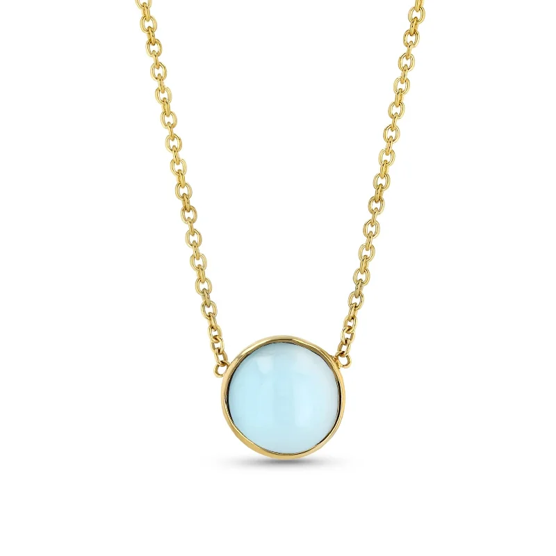 Round Cab Necklace - Blue Topaz