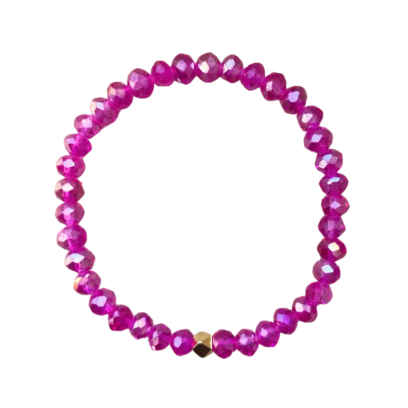 Fuschia 5 AB Faceted Rondelle 6mm Bracelet