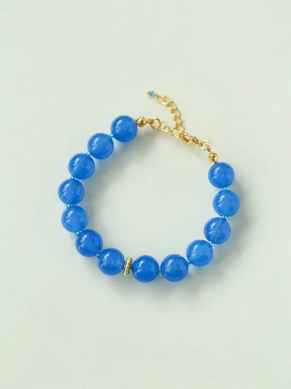 Glacier Blue Onyx Small Fresh Beaded Bracelet