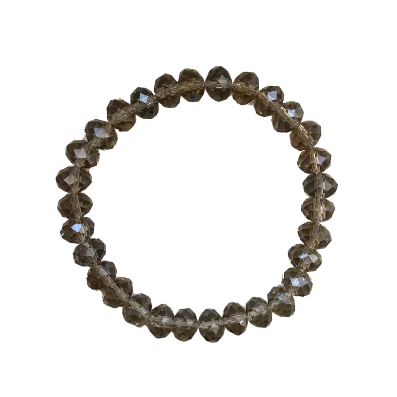 Smoky Quartz Crystal Faceted Rondelle 8mm Bracelet