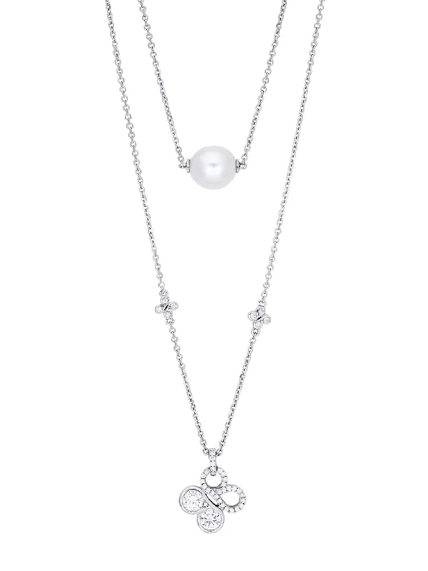 Be Boodles Double Layer White Gold Pearl Necklace