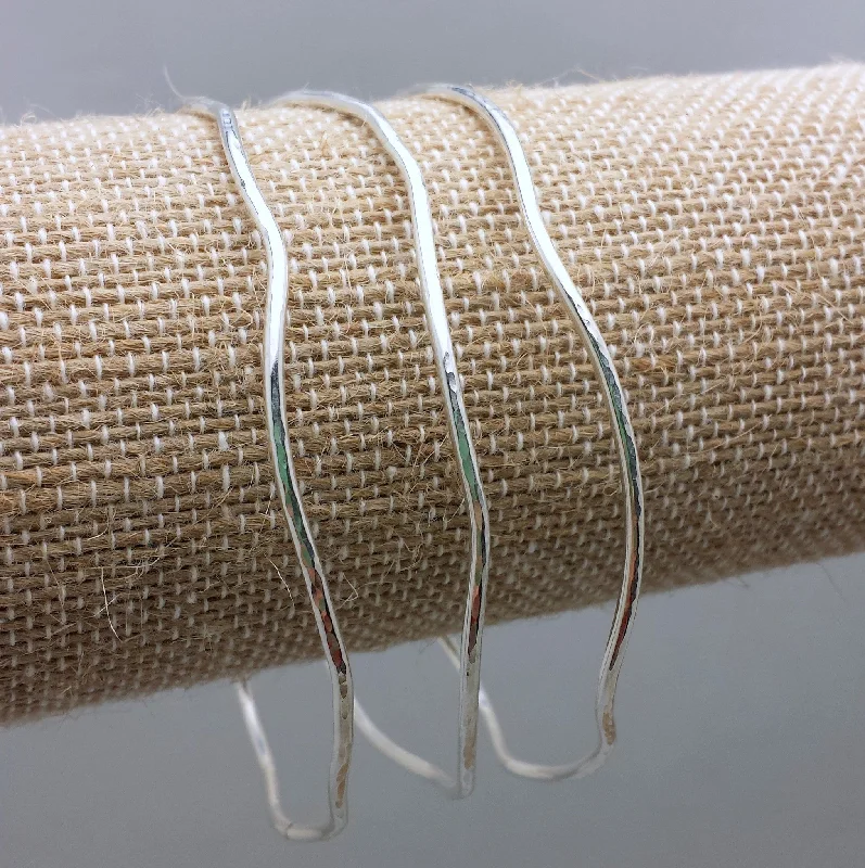 Wavy Bangles - Sterling Silver