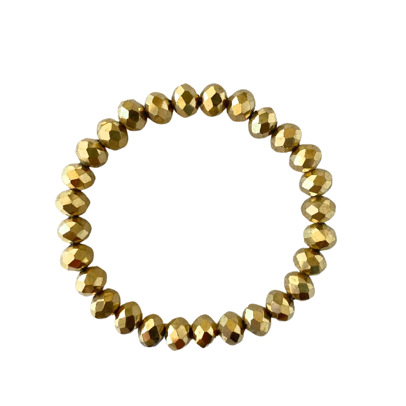 Light Gold Faceted Rondelle 8mm Bracelet