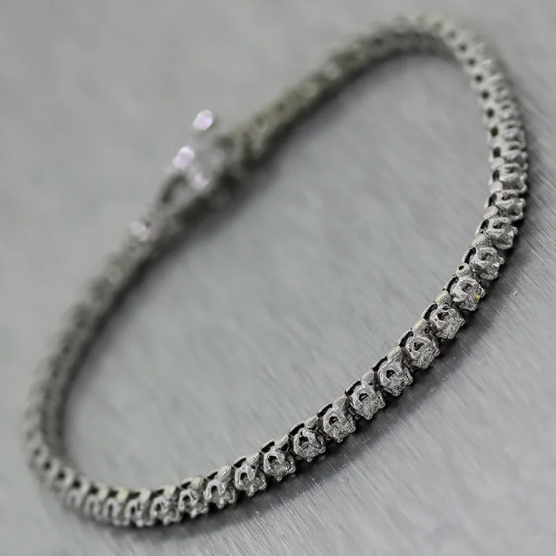 Modern 14k White Gold 2ctw Diamond Tennis Bracelet