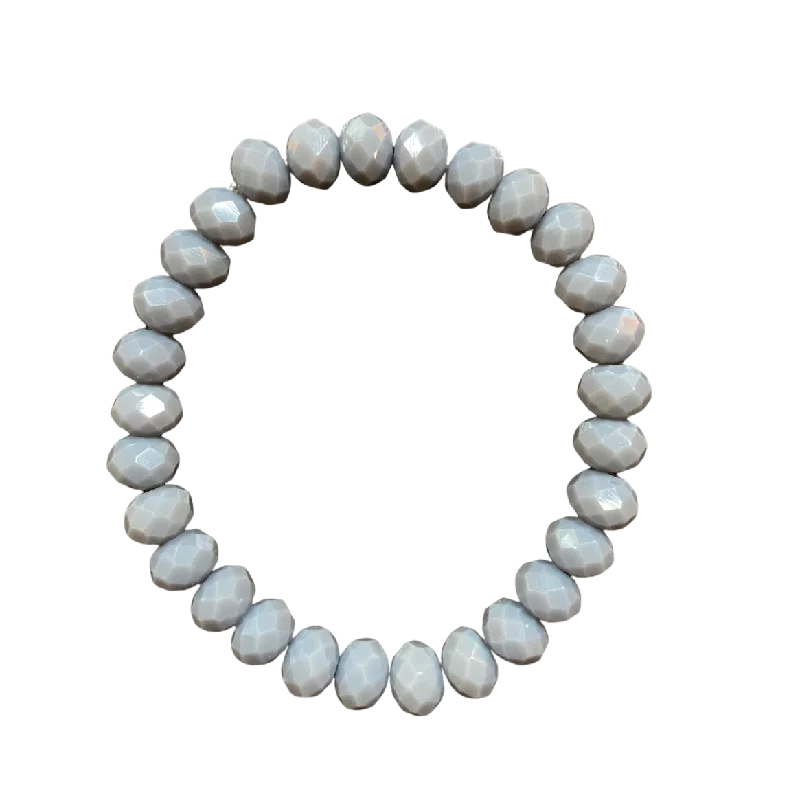 Light Blue Grey Faceted Rondelle 8mm Bracelet