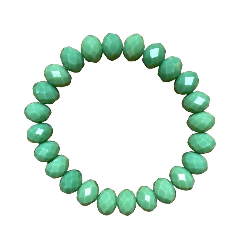 Matcha Green Tea Faceted Rondelle 8mm Bracelet