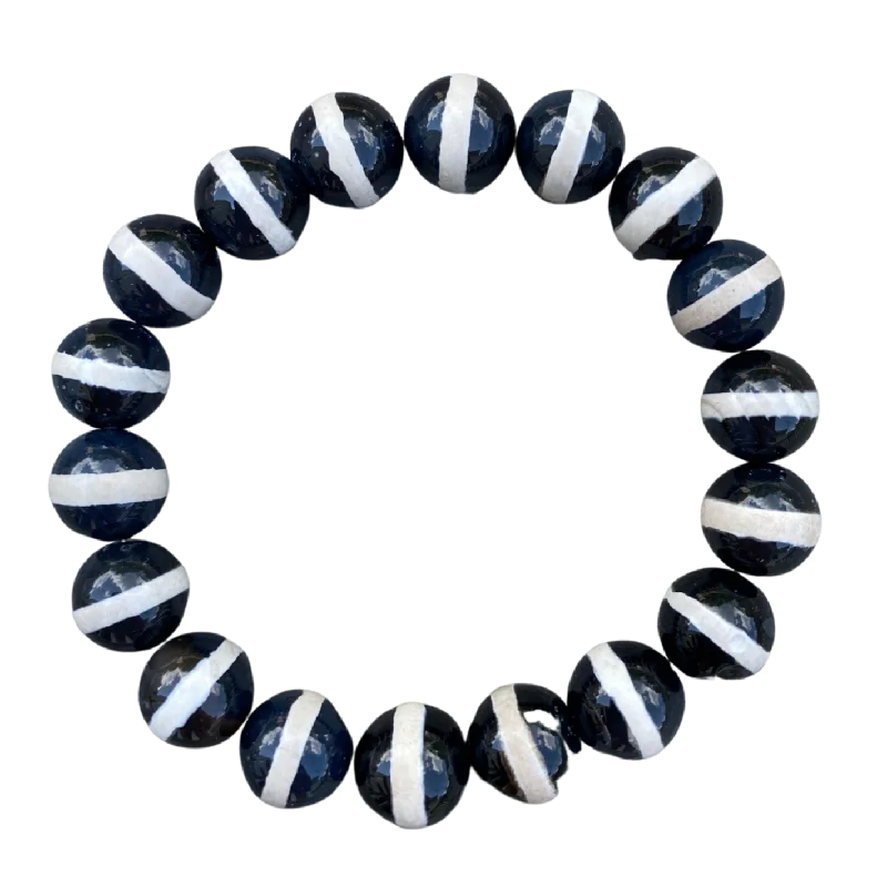 Dzi Faceted Agate 8mm Bracelet