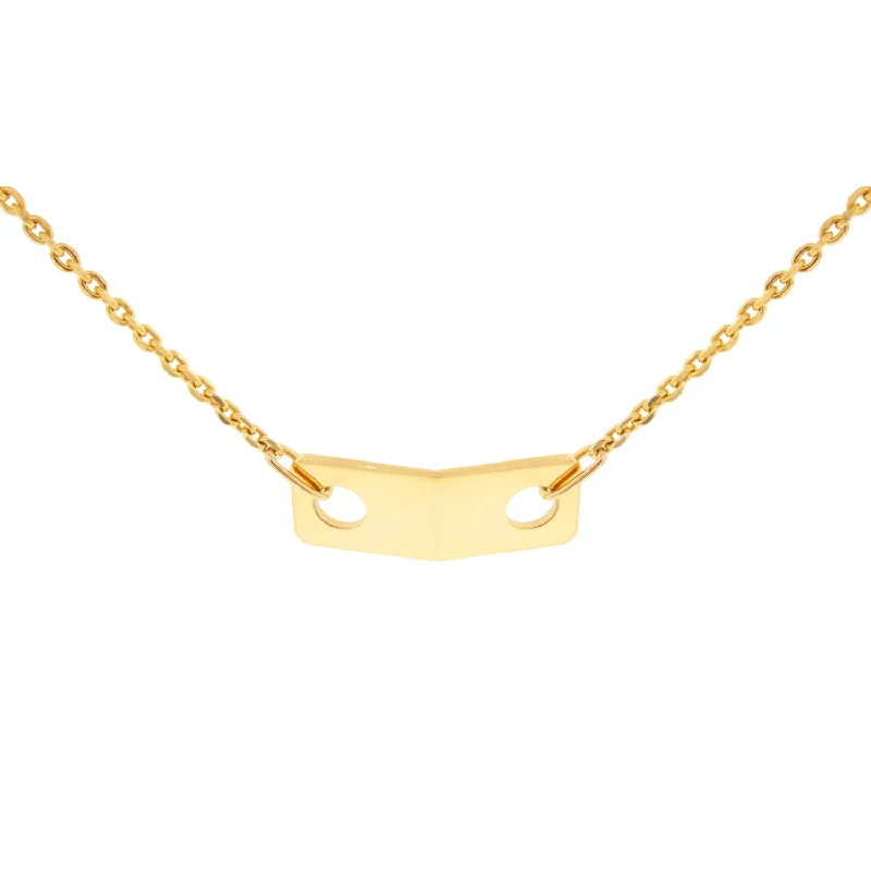 Gold Large Link ID Plate Choker Necklace