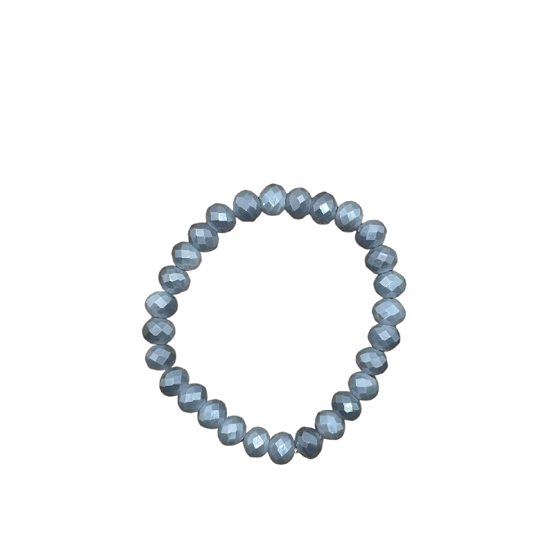 Medium Grey Mystic Faceted Rondelle 8mm Bracelet