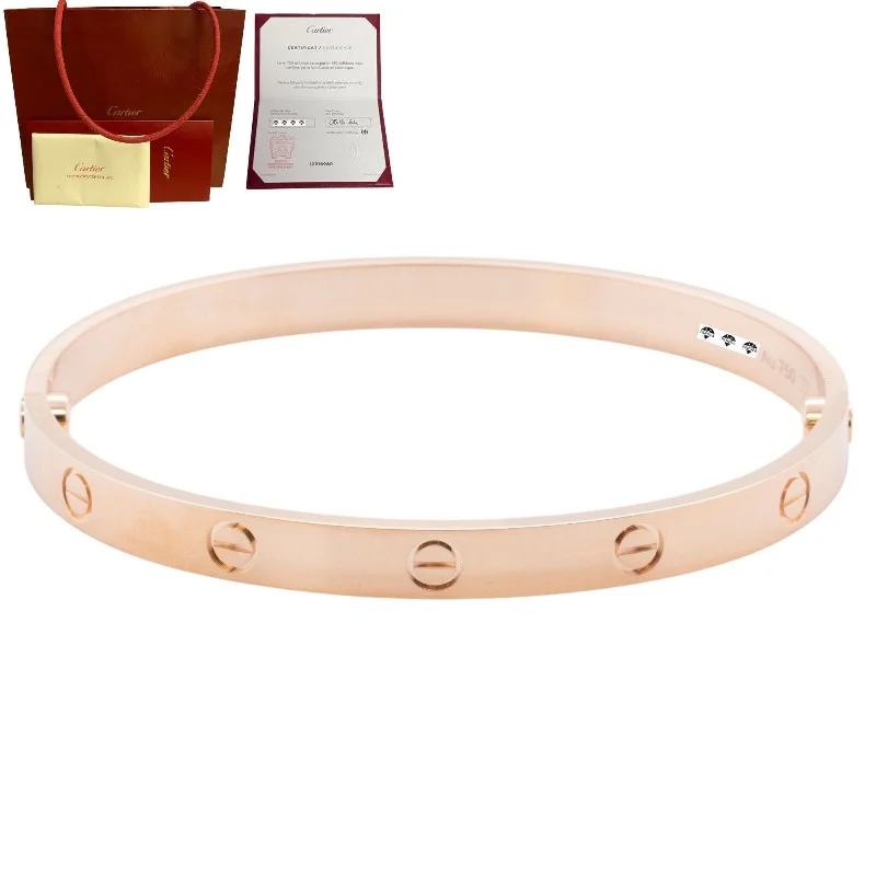 2024 NEW STYLE Cartier Love 18k Rose Gold Bangle Bracelet Size 19 BAG BOX CERT