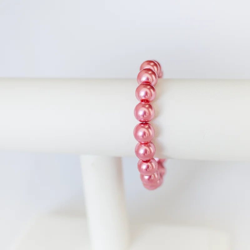 Smoky Shocking Pink Pearl 10mm Bracelet