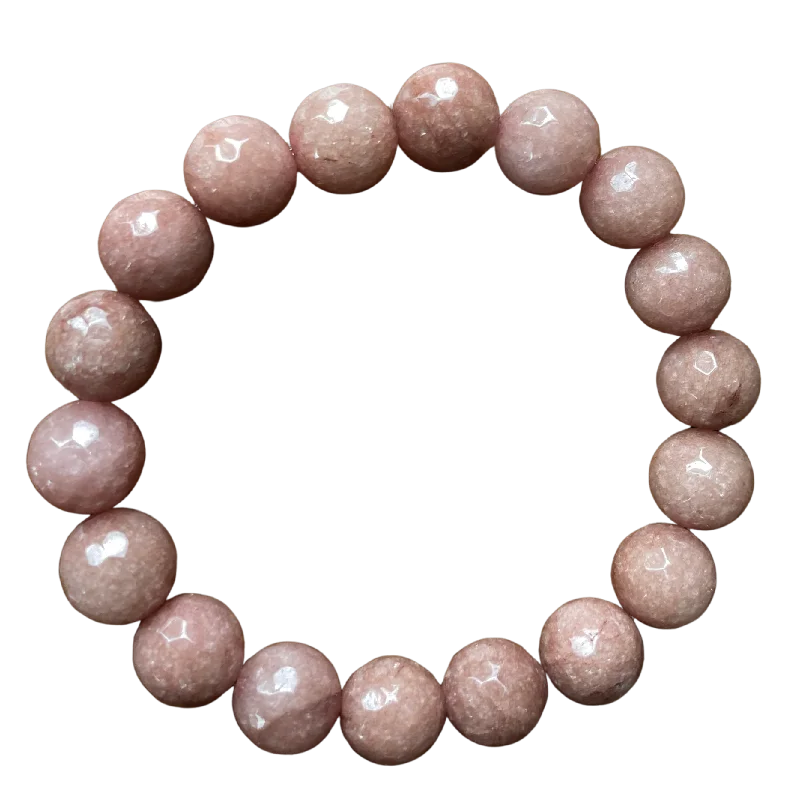 Mauve Faceted Jade 10mm Bracelet